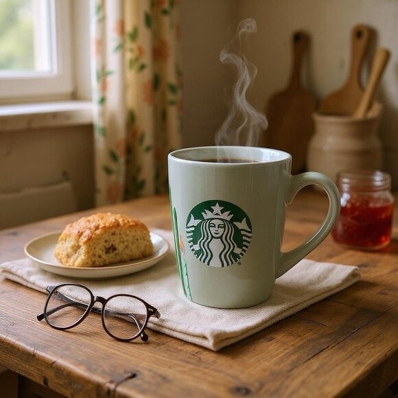 Starbucks Mug Green 2021 Happy Birthday Candles Ceramic 10 oz Coffee Cup Siren - Picture 1 of 8